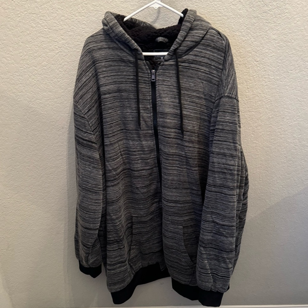 Men’s big and tall fleece lined hoodie - gray stripes 5xl